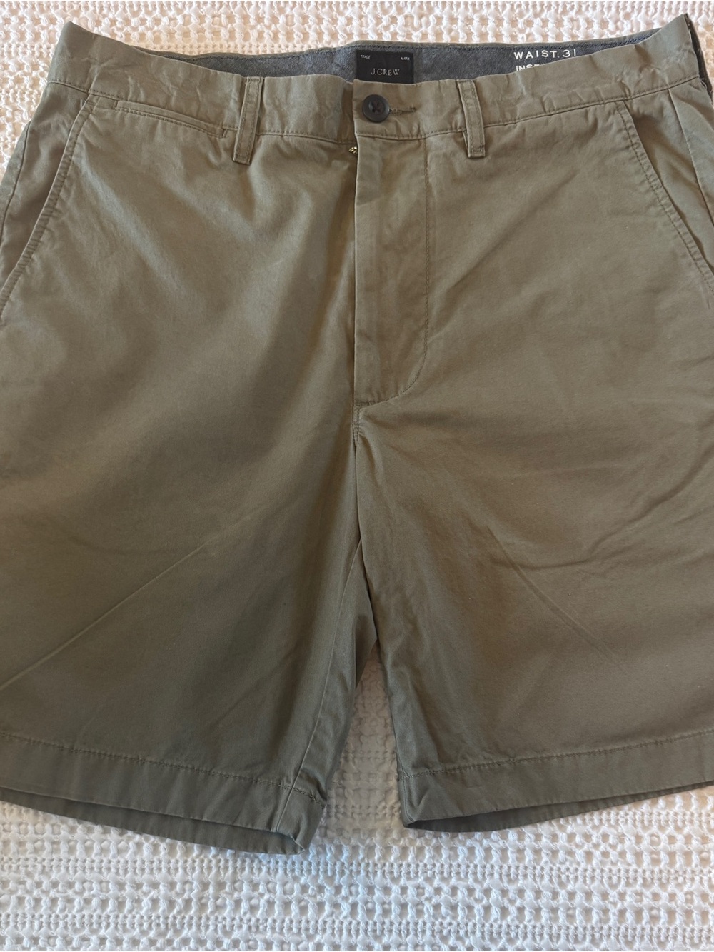 J.Crew 9” Stretch Chino Shorts Men’s 31 Olive Green Cotton Blend